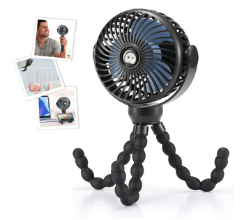Random color snawowo Upgraded Portable Baby Stroller Fan, 360°Rotate Rechargeable Mini Clip on Fan with Flexible Tripod for Treadmill Crib Car Seat Travel, 4000mAh Battery Powered Handheld Fan (Pink)